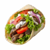 gyro 6" with tommatoes onions lettuce and gyro king special sauce