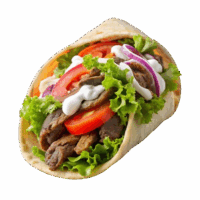 gyro 6" with tommatoes onions lettuce and gyro king special sauce