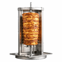 gyro rotisserie grill cooking lamb meat slowly and at a constant 160 degrees.