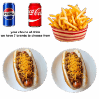 TWO 100% All Beef Coney Dog & Cheese Dinner!!!